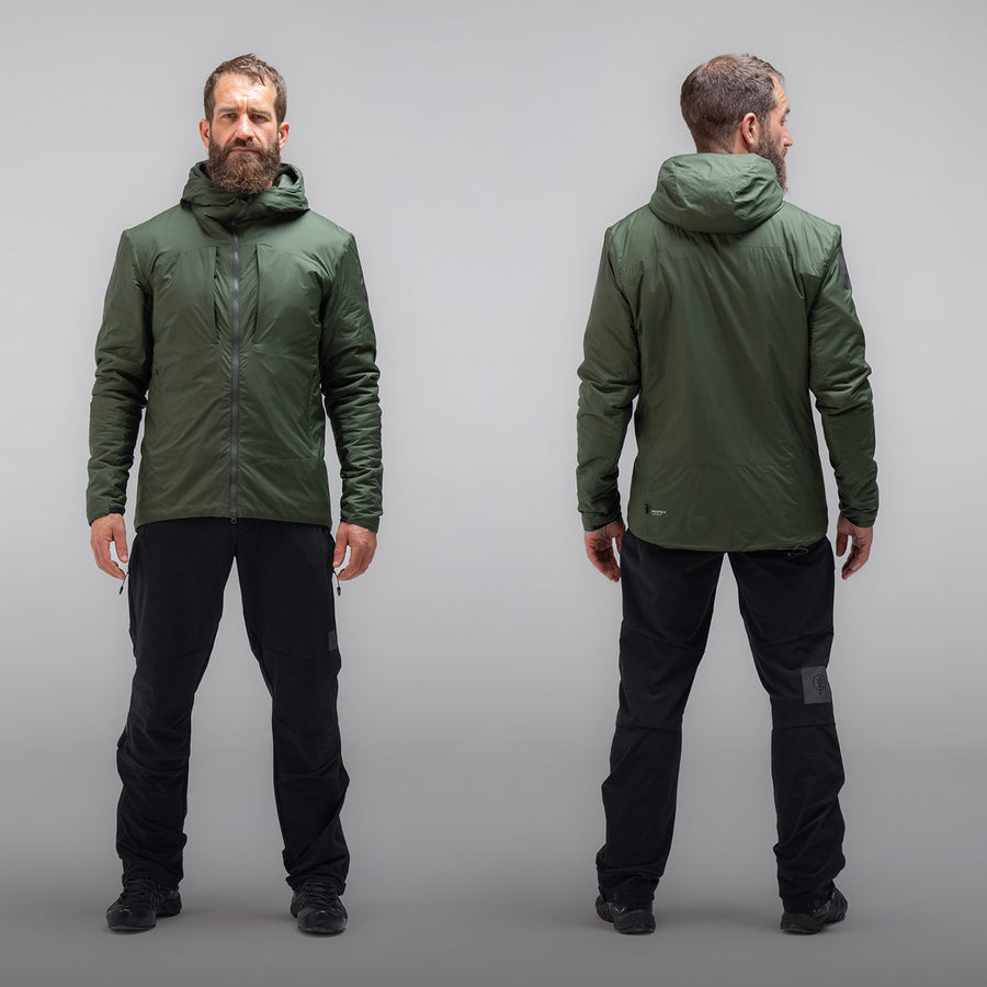 Men's Green Insulated Hooded Soft Shell Jacket