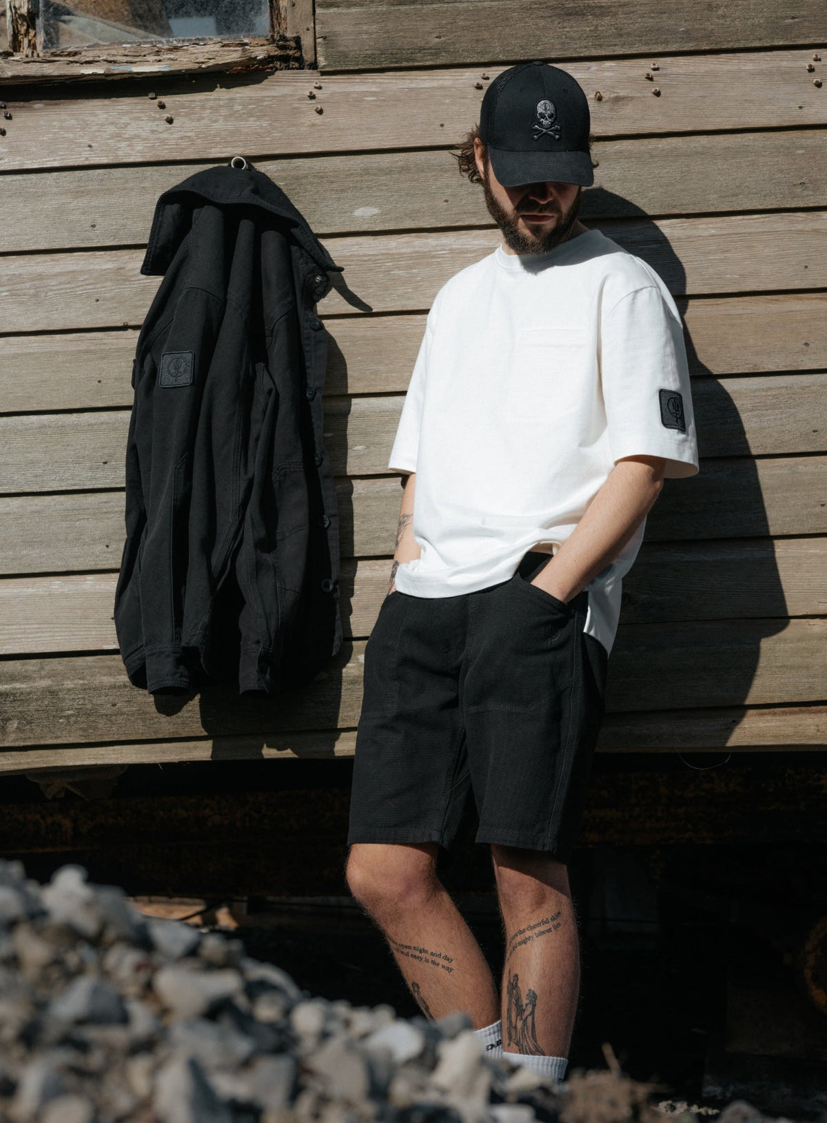 An in the field image of Men's Dissident Canvas Shorts in Obsidian Black (ITF)