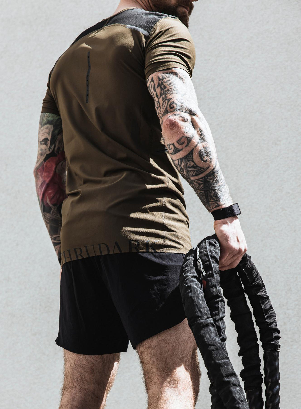 An in the field image of Men's Force Velocity Technical T-Shirt in Khaki (ITF)