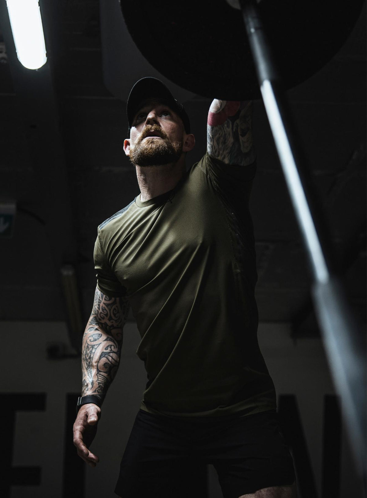 An in the field image of Men's Force Velocity Technical T-Shirt in Khaki (ITF)