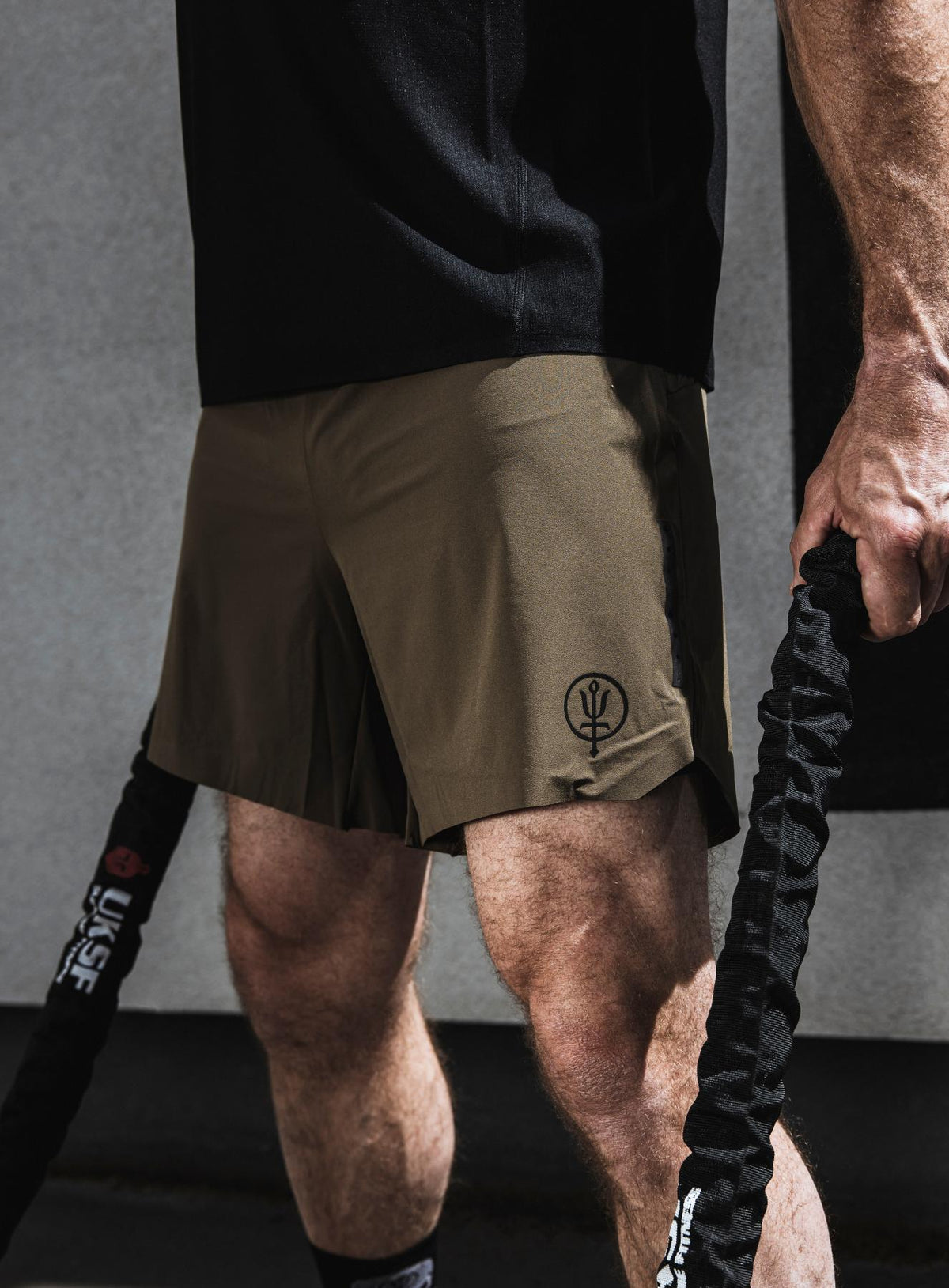 An in the field image of Men's Force Velocity 2-In-1 Short G2 in Khaki (ITF)