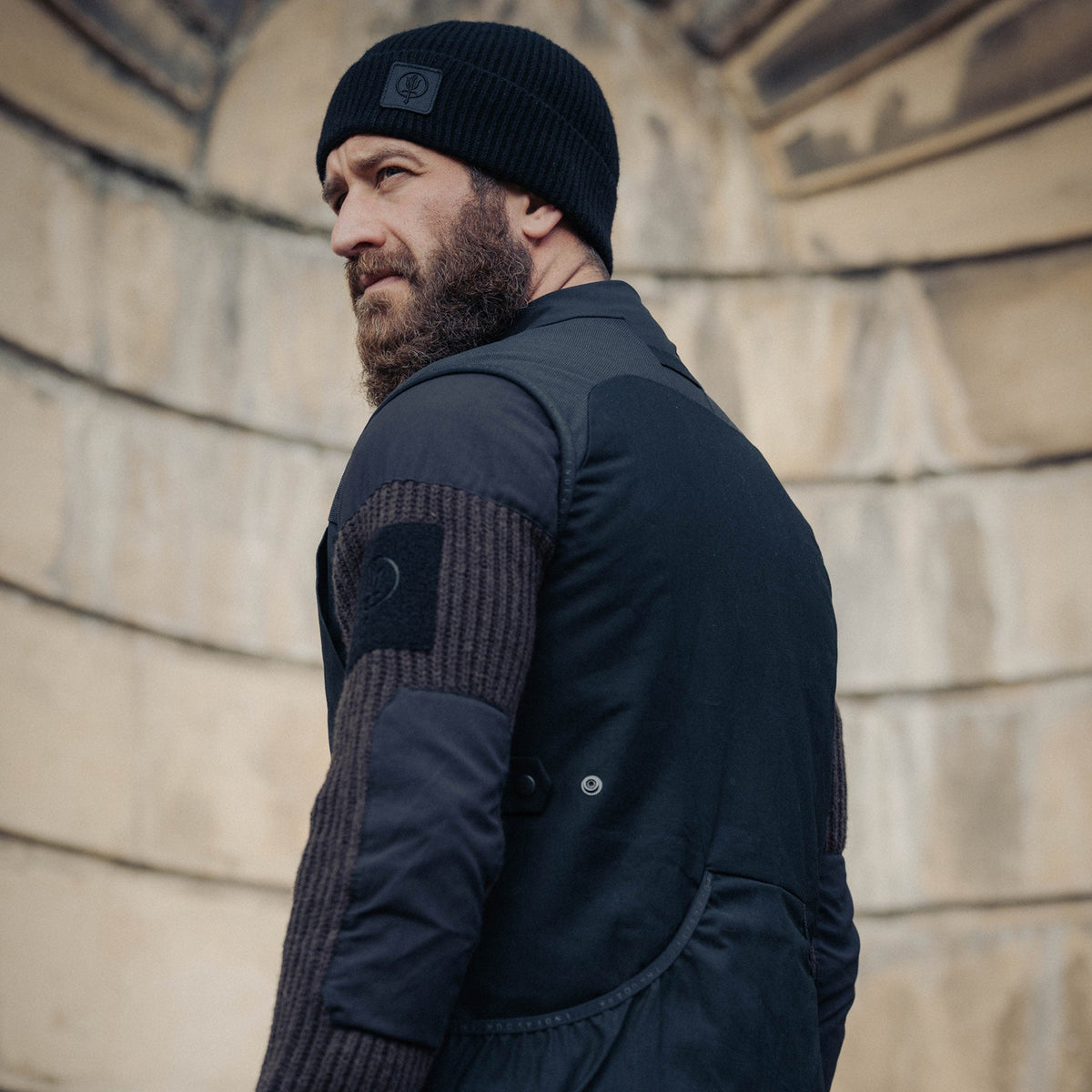 An in the field image of Men's HeriTech Hinterland Pro Gilet in Obsidian Black (ITF)