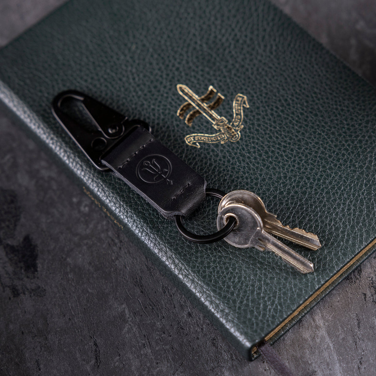 A creative studio shot of Leather Cardholder Wallet in Black (CS)