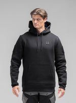 A studio shot of Men's Black Ops Dyneema️ Hoodie in Obsidian Black (SS)