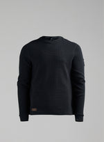 Hem Cut Out Image of Dissident Waffle Long Sleeve T-Shirt In Obsidian Black (GM)