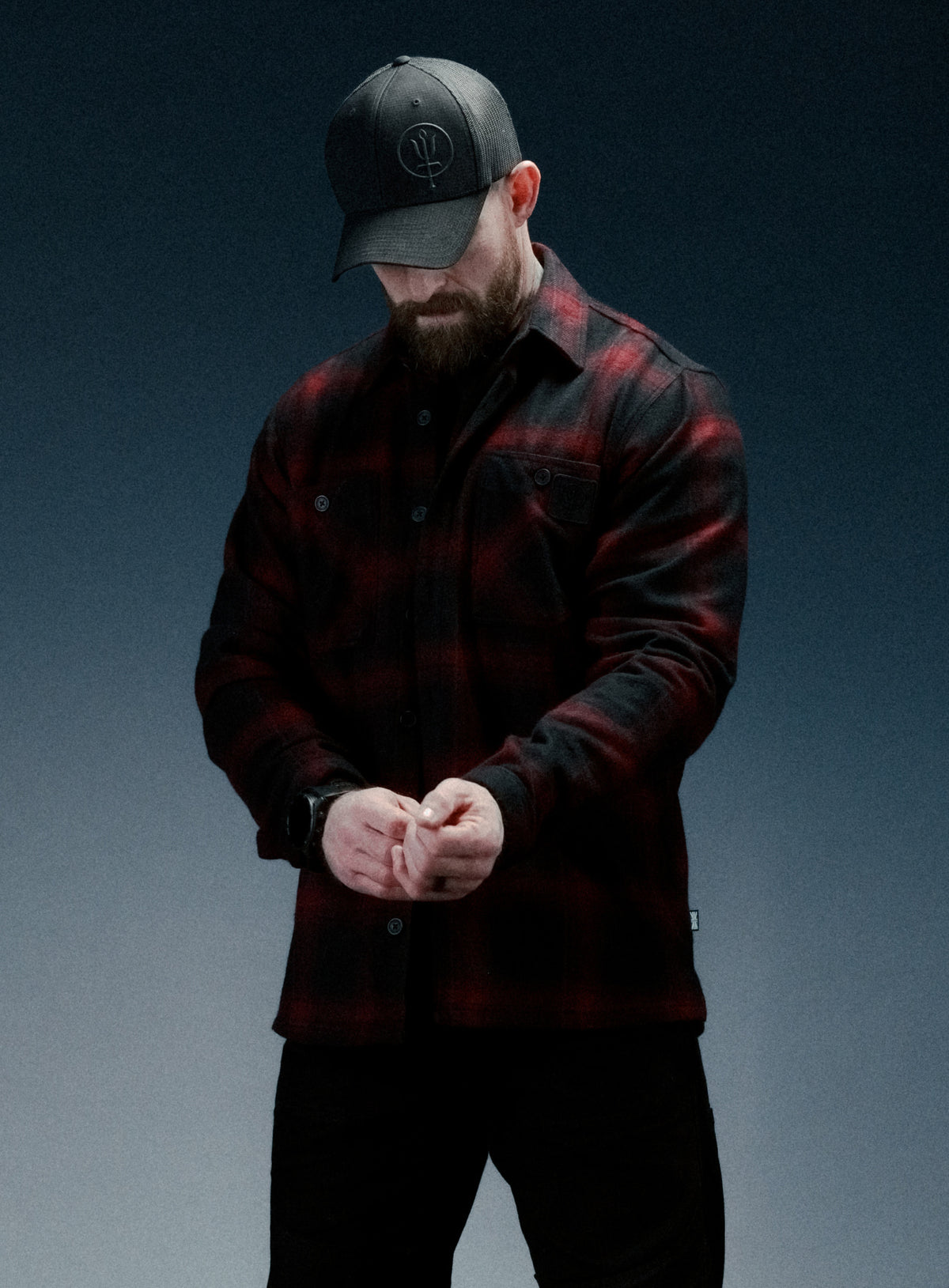 A creative studio shot of Flannel Shirt - Plaid in Red (CS)