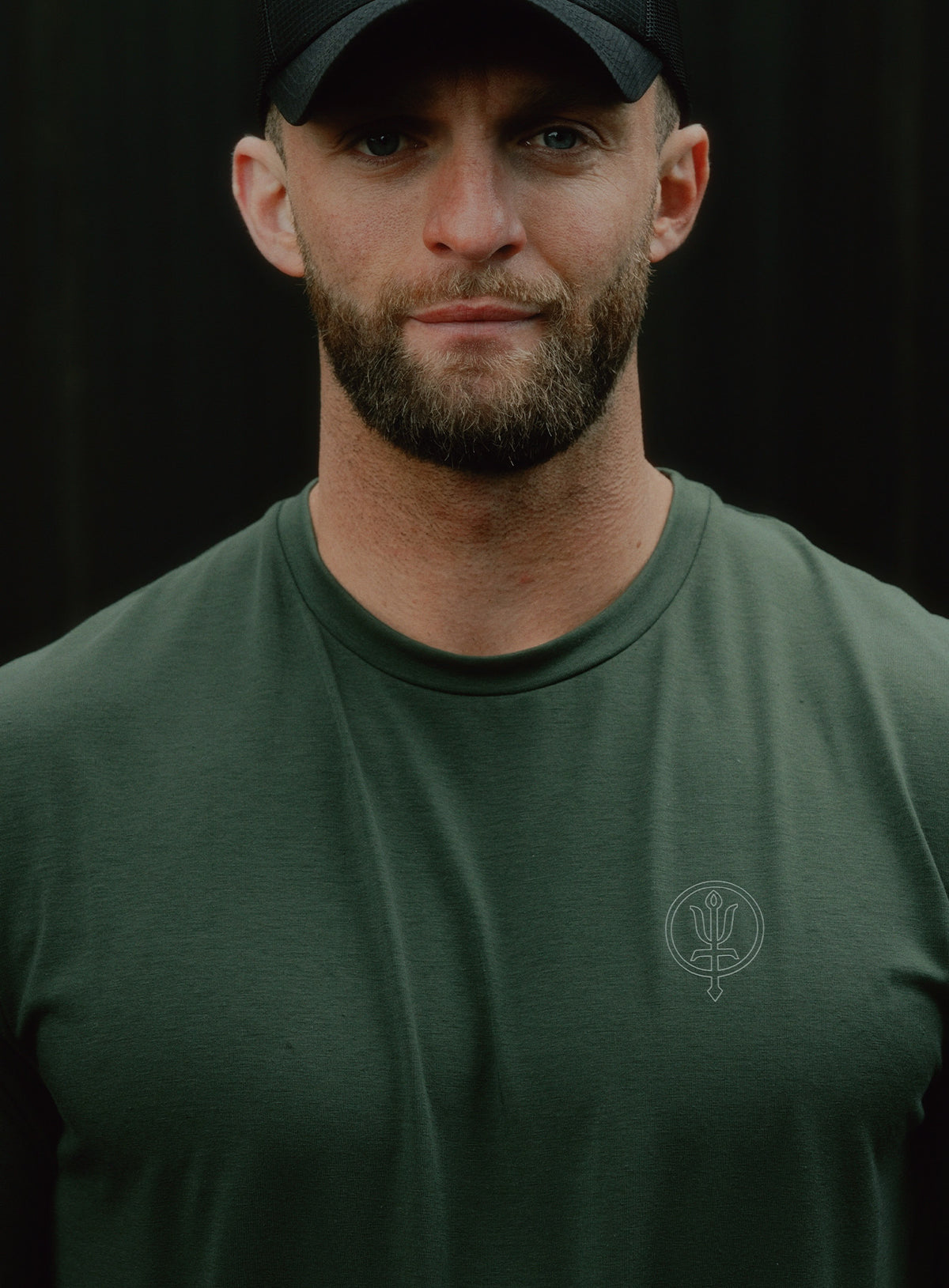 A creative studio shot of Force Catalyst T-Shirt in Forest Green (CS)