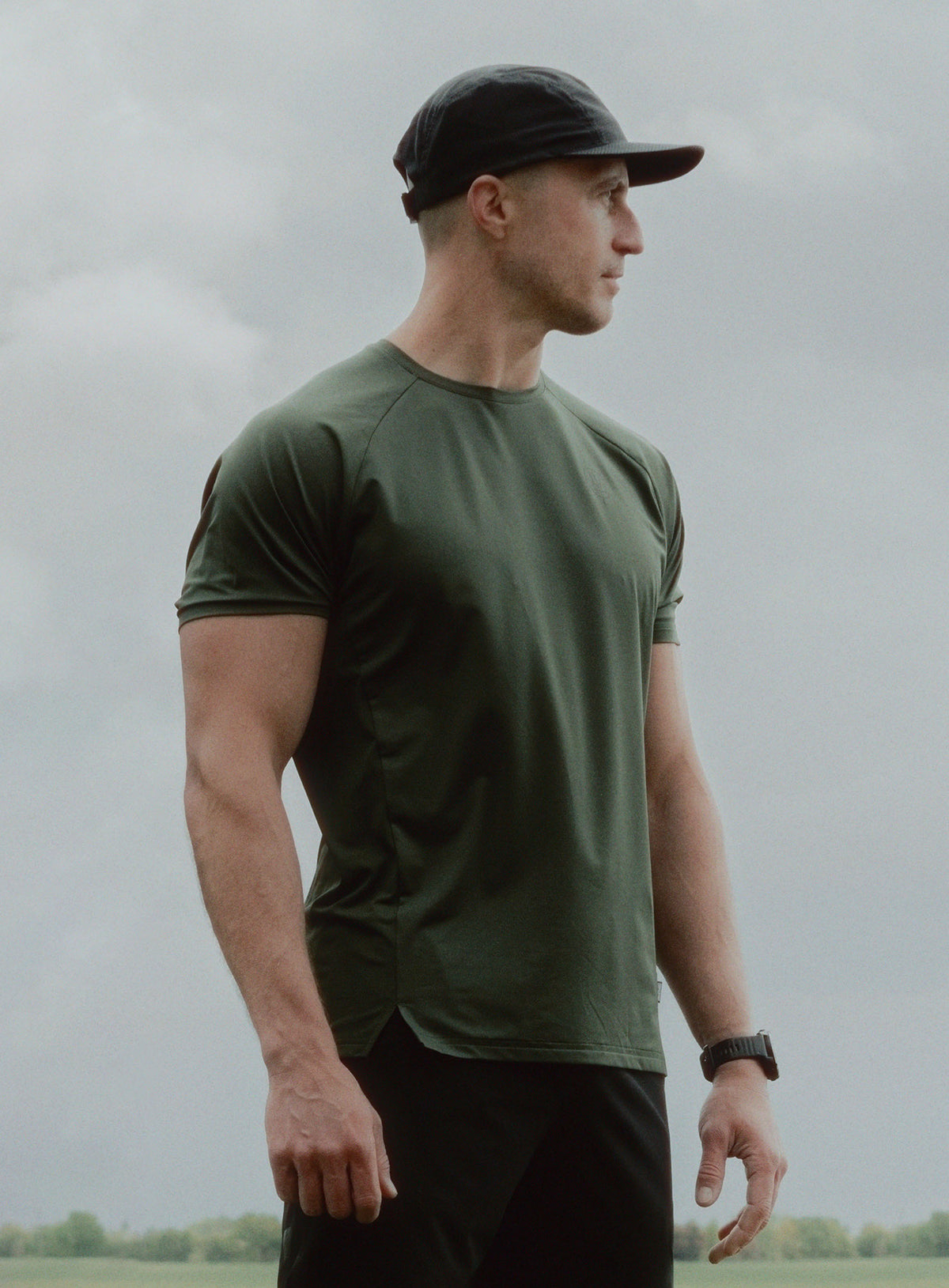 An in the field image of Force Motion T-Shirt in Forest Green (ITF)