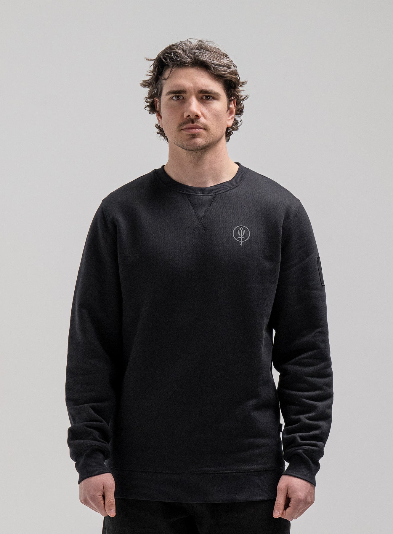ThruDark Insignia Jumper Black 500gsm Cotton Warm Durable Mens
