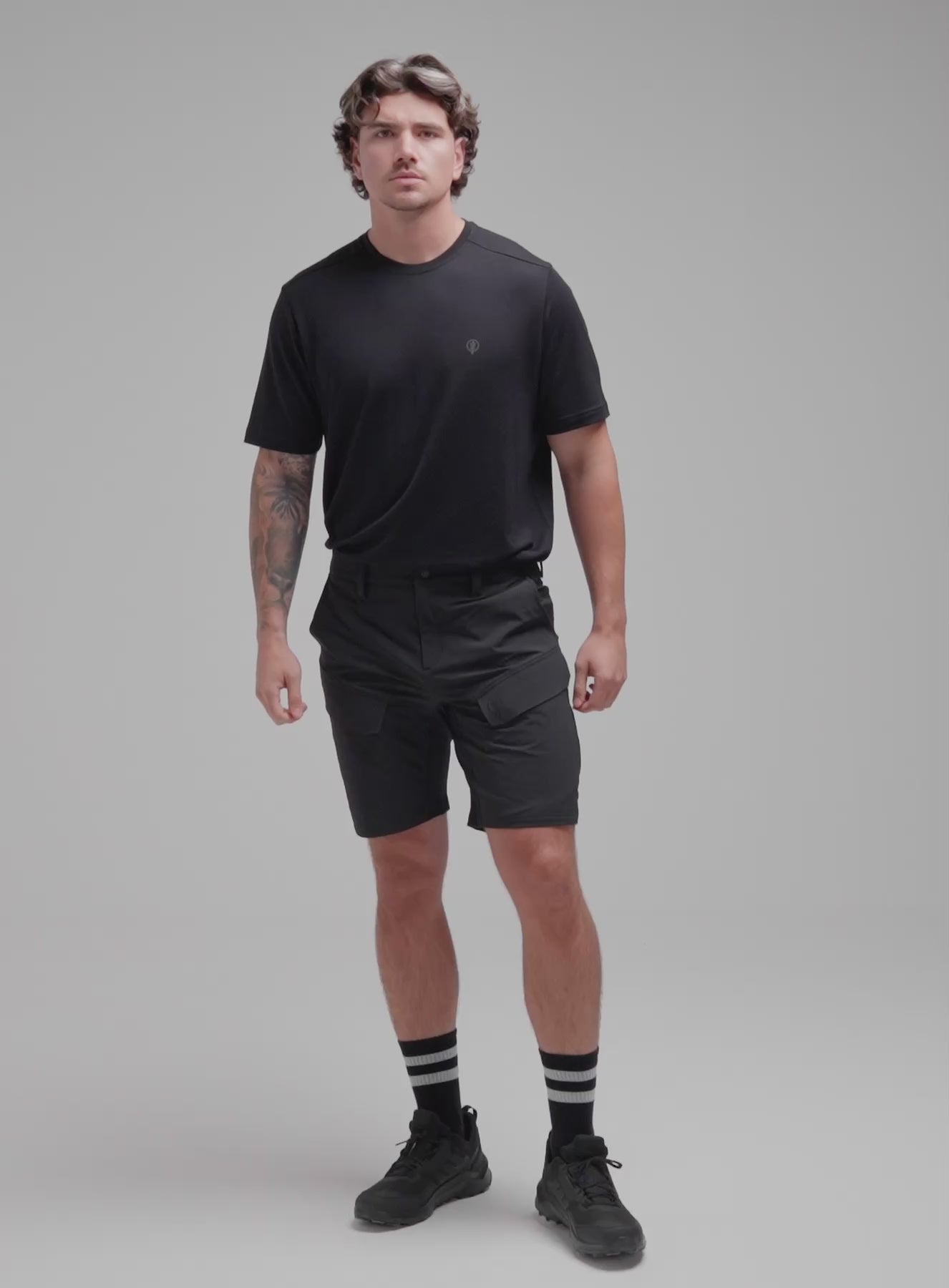 A studio video of Men's Strike Shorts in Obsidian Black (VID)